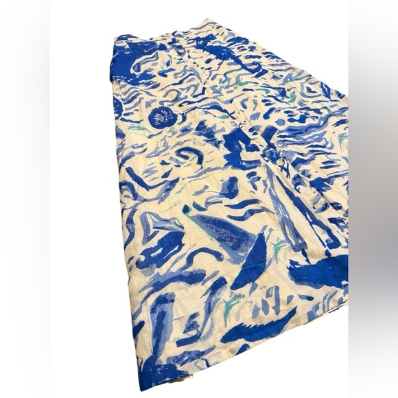 Anthropologie Maeve A-Line Printed Maxi Skirt SIZE 12  Blue Abstract - Picture 6 of 12